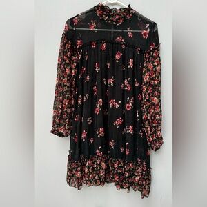 Reserved Floral Long Sleeve Mini Dress in Size 38